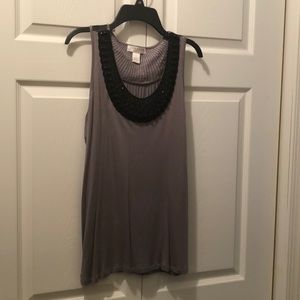 Kenar Large tank top with black beads and sequins